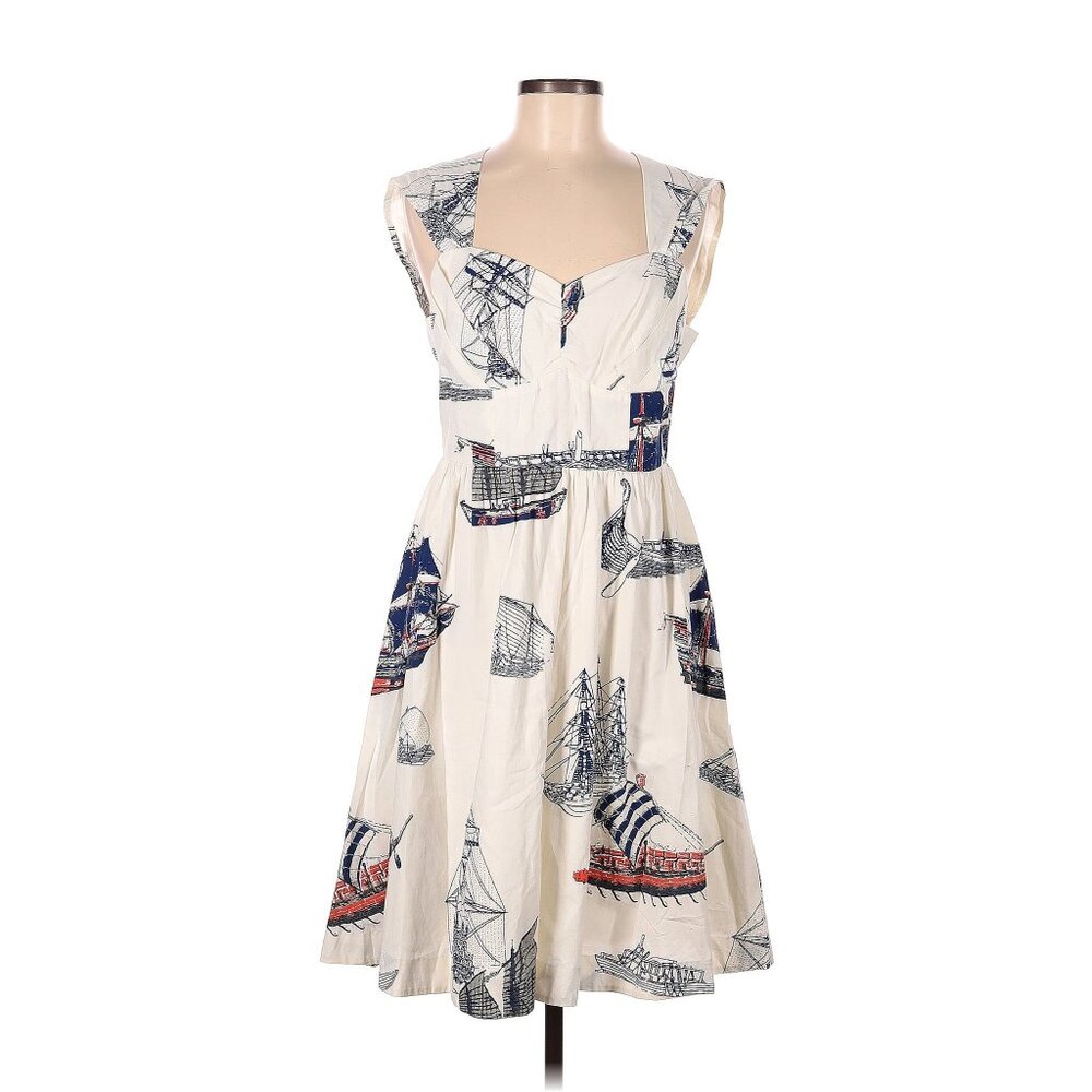 ANTHROPOLOGIE Seafarer Bon Voyage Boat Print Dress NEW NWT RARE